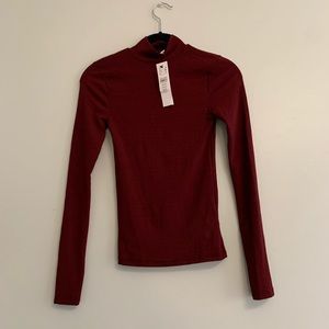 TOPSHOP SHEER TURTLENECK IN MAROON